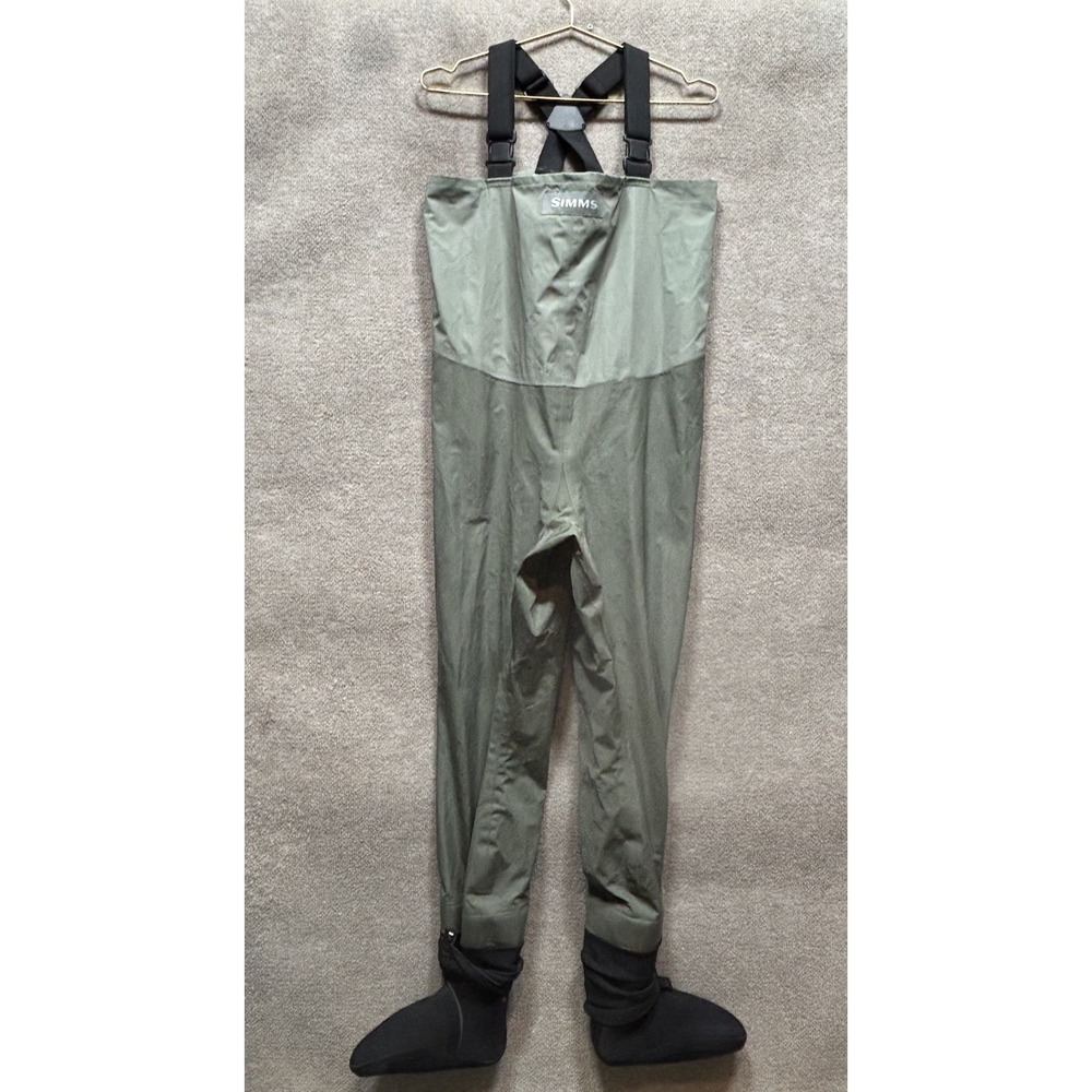 Simms Fishing Waders Mens Small Biege Tan Stockingfoot Chest High Made in USA